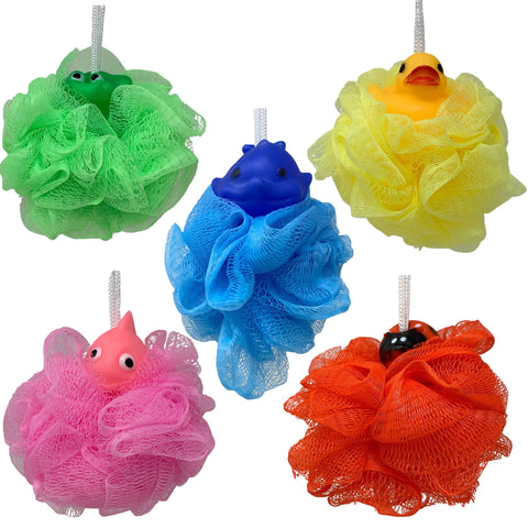 Loofah Lord Children's Sqeaky Animal Loofah 4 Pack Assorted Animals