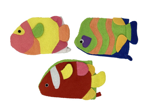 Loofah Lord Assorted Fish Glove Washcloth For Children's Baths
