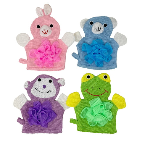 Loofah Lord Assorted Animal Glove Washcloth For Children's Baths