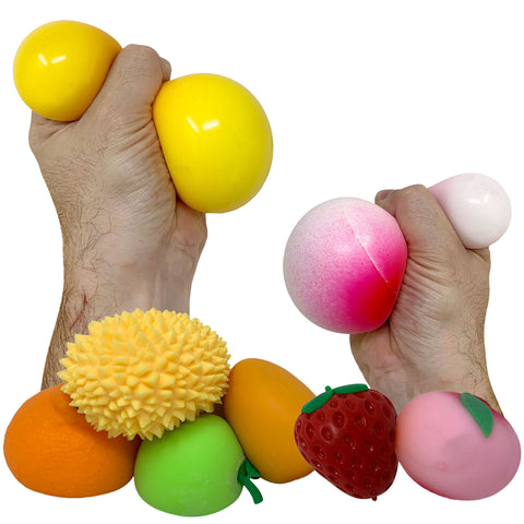 Large Assorted Fancy Fruit Fun Squishy Sensory Fidgets - 1 Dozen