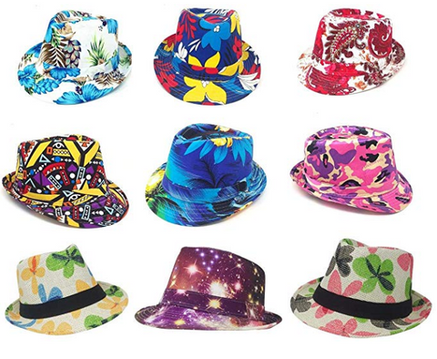 Peri Vallon 6 Assorted Full Color Fedora Hats